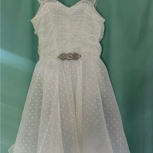 Elegant White Kids Dress with Rhinestone Accents